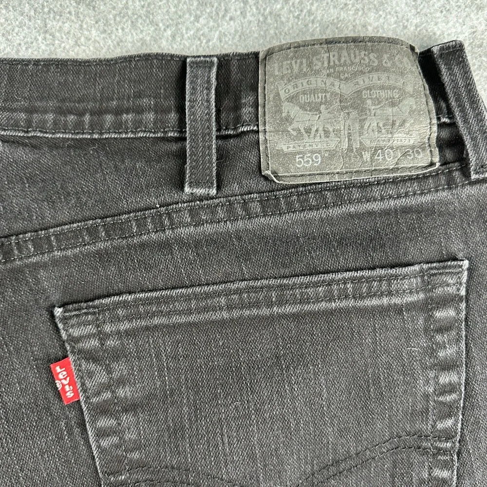 Levi's 559 Jeans Men 40x30 Black Relaxed Straight‎ Denim Western Rodeo Dark Wash